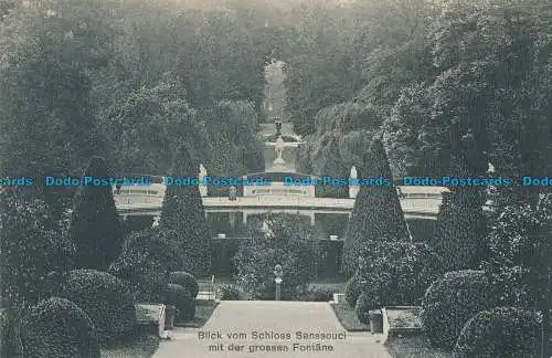 R012482 Blick vom Schloss Sanssouci mit dem Großen Brunnen. R. Steinbruck