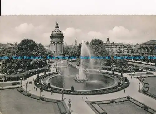 R012255 Mannheim. Friedrichsplatz mit Wasserturm. Schoning. Agfa. 1954