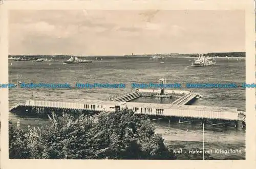 R012332 Kiel. Hafen mit Kriegsflotte. Schoning. RP