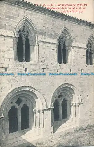 R012759 Kloster Poblet. Fenster des Kapitelsaals und der Archive.