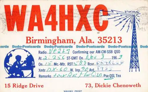 R012777 WA4HXC Birmingham. 1963