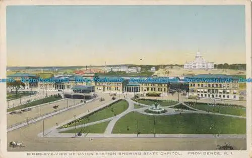 R013347 Vogelperspektive der Union Station mit State Capitol. Providence. R.I