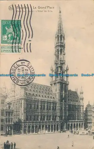 R013454 Brüssel. La Grand Place. Südwestküste. Das Rathaus. Nels. 1912.