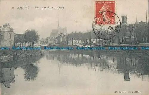 R013846 Amiens. Aufnahmeansicht vom Hafen. Nach unten. G.L. a Albert. Nr. 21. 1912. B. Hopkins