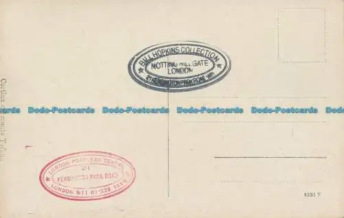 R013905 alte Postkarte. Kleines Dorf und Berge. B. Hopkins