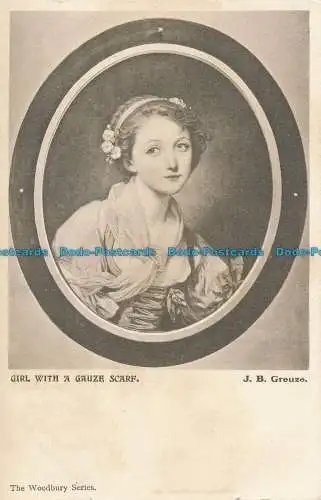 R036500 Mädchen mit Gaze-Schal. J. B. Greuze. Woodbury