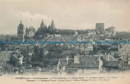 R036730 Loches. Panorama. St. Antoine Tower. Königsschloss. St. Unser Collegiate C