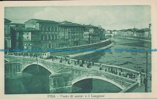 R036767 Pisa. Mittelbrücke und Längsbrücke