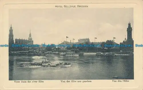 R036868 Hotel Bellevue. Dresden. Blick von der Elbe. Urania