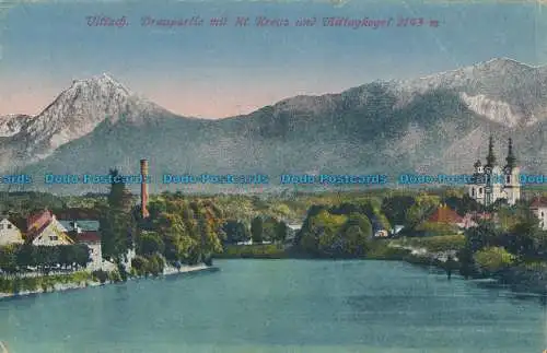 R037774 Villach. Draupartie mit Hl. Kreuz und Mittagkogel 2143m. Albin Sussitz