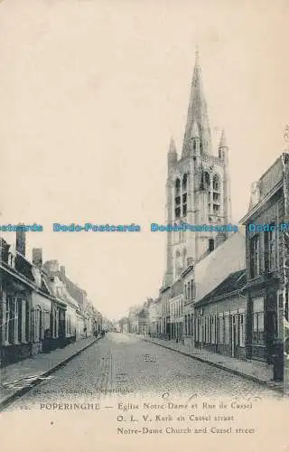 R036906 Poperinghe. Kirche Notre Dame und Kasselstraße. E. Le Deley