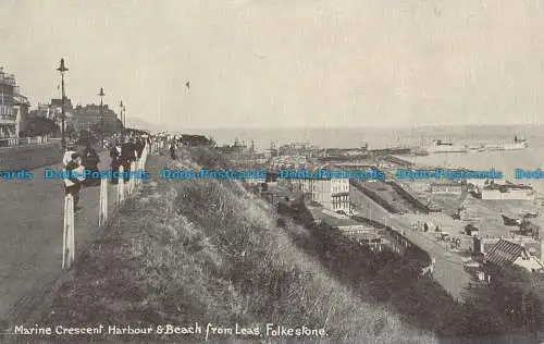 R048125 Marine Crescent Harbour und Strand von Leas. Folkestone. E. Lambrini