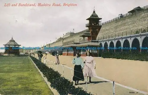 R048368 Aufzug und Bandstand. Madeira Road. Brighton. Valentinstag. 1914