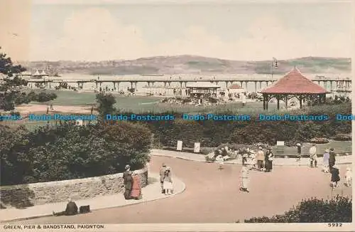 R048496 grüner Pier und Bandständer. Paignton. Nr. 5922. 1928