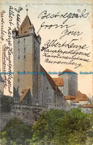 R060579 Nürnberg. Lug ins Land. Kaiserstallung und Funfeckiger Turm. 1904. B.Ich habe