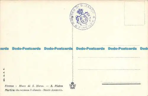 R061291 Postkarte. Florenz. Museum von S. Marci. St. Peter Märtyrer, der das S erwähnt