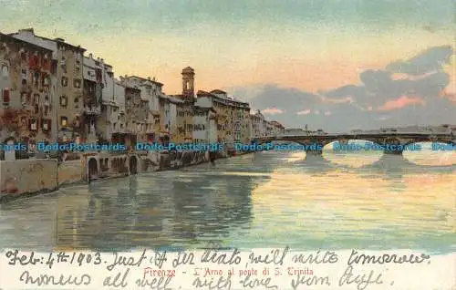 R061292 Florenz. L Arno. an der St. Trinita Brücke. Gobbato