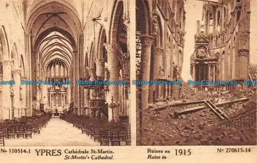 R060873 Ypern. St. Martins Kathedrale. Ruinen im Jahr 1915. B. Hopkins