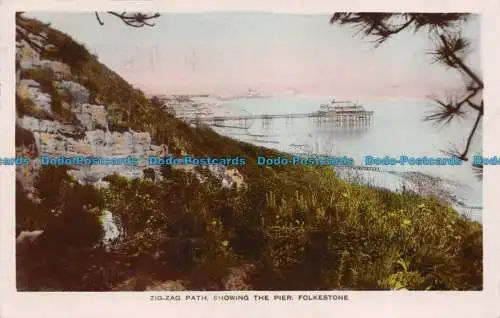 R061740 Zickzackpfad mit dem Pier. Folkestone. RP. 1926