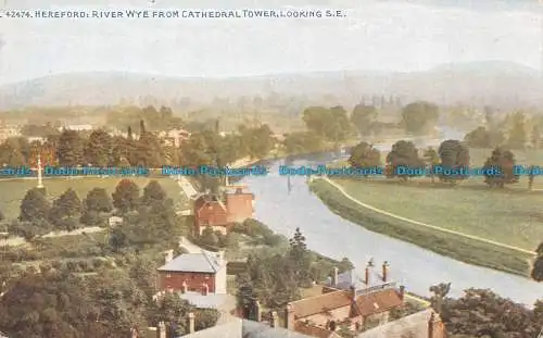 R061813 Hereford. River Wye vom Cathedral Tower mit Blick auf S.E. Photochrom. Celes