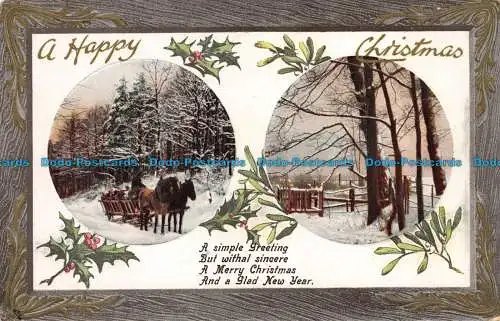 R062943 Grußpostkarte. Frohe Weihnachten. Winterszene. 1910