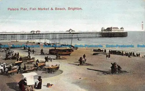 R062992 Palace Pier. Fischmarkt und Strand. Brighton