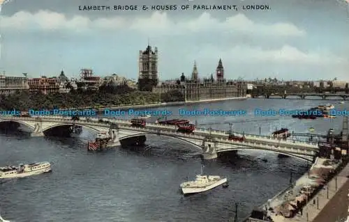 R064382 Lambethbrücke und Parlamentsgebäude. London. Dennis. 1960