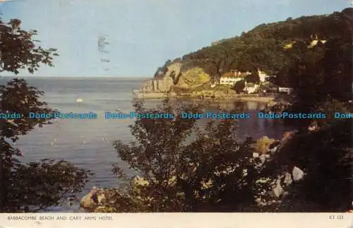 R064583 Babbacombe Beach and Cary Arms Hotel. Jarrold. RP. 1952