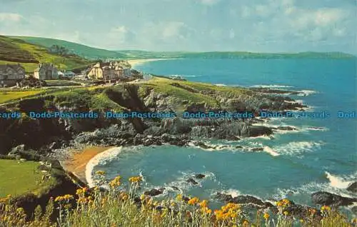 R064108 Combesgate Beach und Baggy Point. Woolacombe. Devon. Jarrold. Cotman Farbe