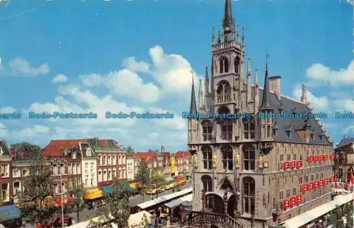 R064128 Gouda. Markt traf auf Stadhuis. De Muinck. 1963