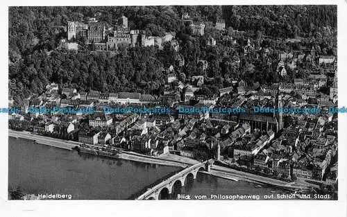 R076691 Heidelberg. Blick vom Philosophenweg auf Schloss und Stadt. Ansichtskart