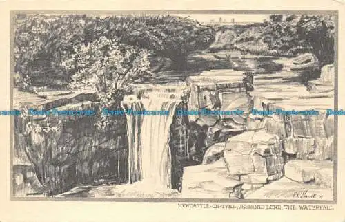 R076737 Newcastle auf Tyne. Jesmond Dene. Der Wasserfall. Bleistiftserie. Foto