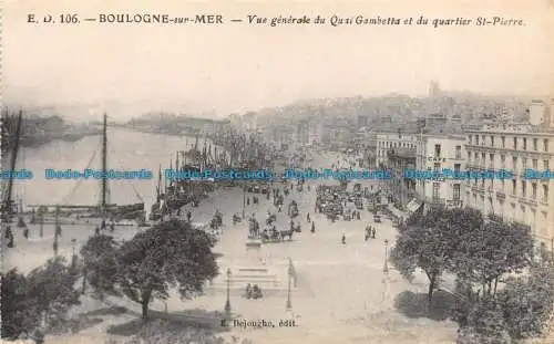 R076766 Boulogne sur Mer. Gesamtansicht des Quai Gambetta und des Stadtteils St. Pierr