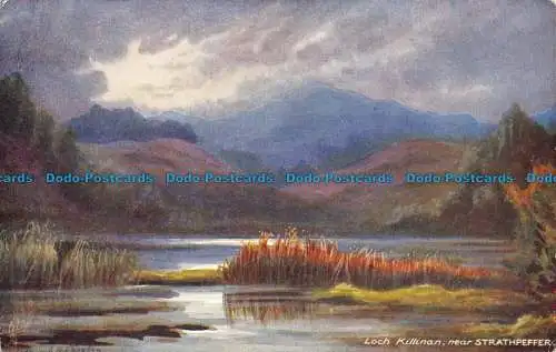 R075126 Loch Kinellan. Bonnie Scotland. Berg. Loch und Heide. Öle. 797