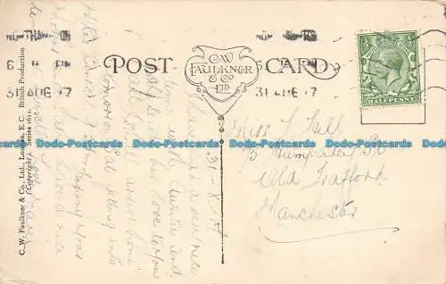 R075154 Hill. Schafe. Frau. Malerei. C.W. Faulkner. Serie 1611. Postkarte