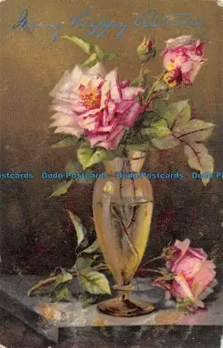 R077490 Viele glückliche Rücksendungen. Rosen. Tuck. Art Series 1762. 1908