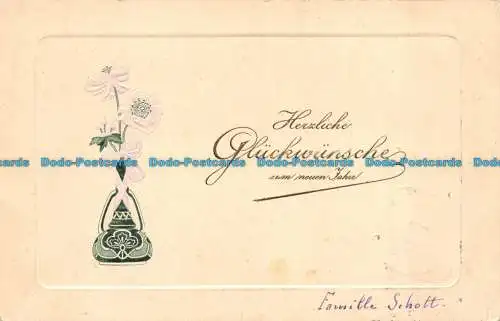 R077011 Herzliche Gluckwünsche zum neuen Jahre. Familie Schott. 1904