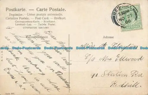 R077733 alte Postkarte. Eine Frau mit Mann in der Nähe des Sees. Mondlicht. 1906