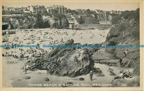 R077755 Towan Strand und Badepool. Newquay. Excel. Nr. 221. 1946