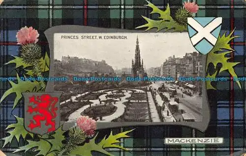 R077771 Princes Street. W. Edinburgh. Mackenzie. F. Hartmanns echter Hochglanz-Tartan