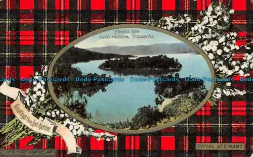 R077781 Loch Katrine. Ellens Isle. Trossachs. Royal Stewart. Tuck. Gerahmtes Edelstein Gl