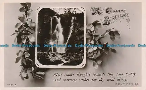 R078127 Grußpostkarte. Alles Gute zum Geburtstag. Wasserfall. Drehbar. 1912