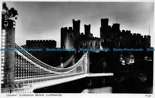 R078353 Conway Hängebrücke. Beleuchtet. Photochrom