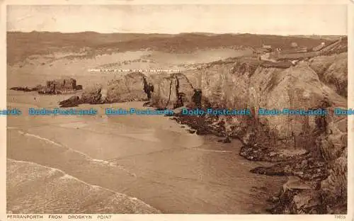 R078373 Perranporth von Droskyn Point. Photochrom. 1937