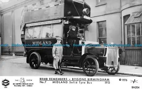 R078711 BRMB erinnert sich. Vorbei in Birmingham. Nein. 7. Midland Solid Tyre Bus. 1913