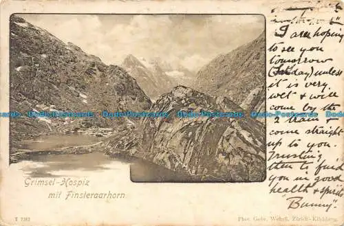 R078750 Grimsel Hospiz mit Finsteraarhorn. Gebr. Wehrli. 1903