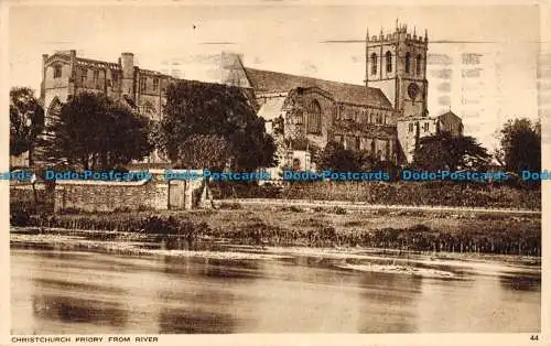 R079060 Christchurch Priory vom Fluss. Photochrom