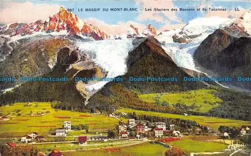 R079077 Das Mont-Blanc-Massiv. Die Gletscher von Bossons und Taconnaz. LL. Fr