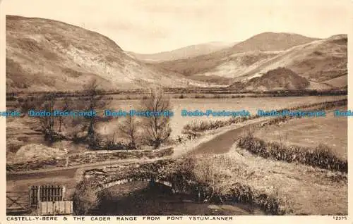 R080011 Castell y Bere und die Cader-Reihe von Pont Ystum Anner. Lachs. Gravur