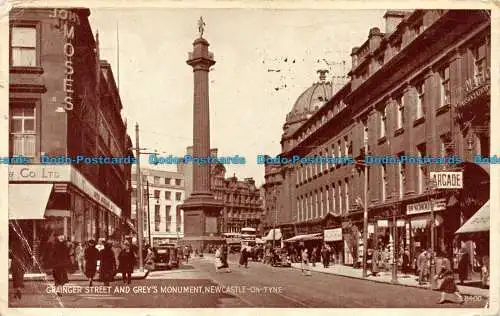 R079199 Grainger Street and Greys Monument. Newcastle auf Tyne. Fototyp. Valent